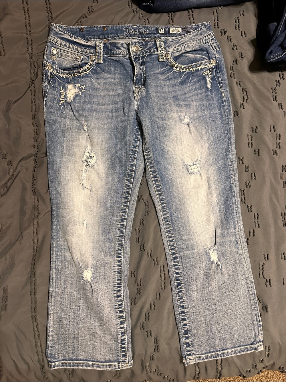 Miss Me Distressed Light Blue Straight Leg Jeans